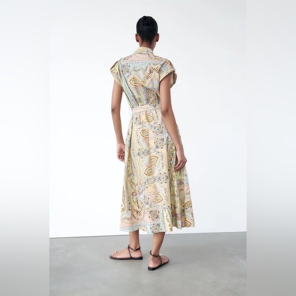 Zara Paisley Printed Midi Shirt‎ Dress - Picture 5 of 15